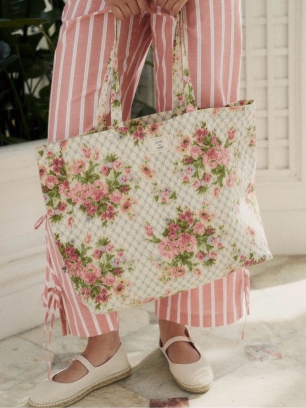 Sezane x Andion floral shopper bag